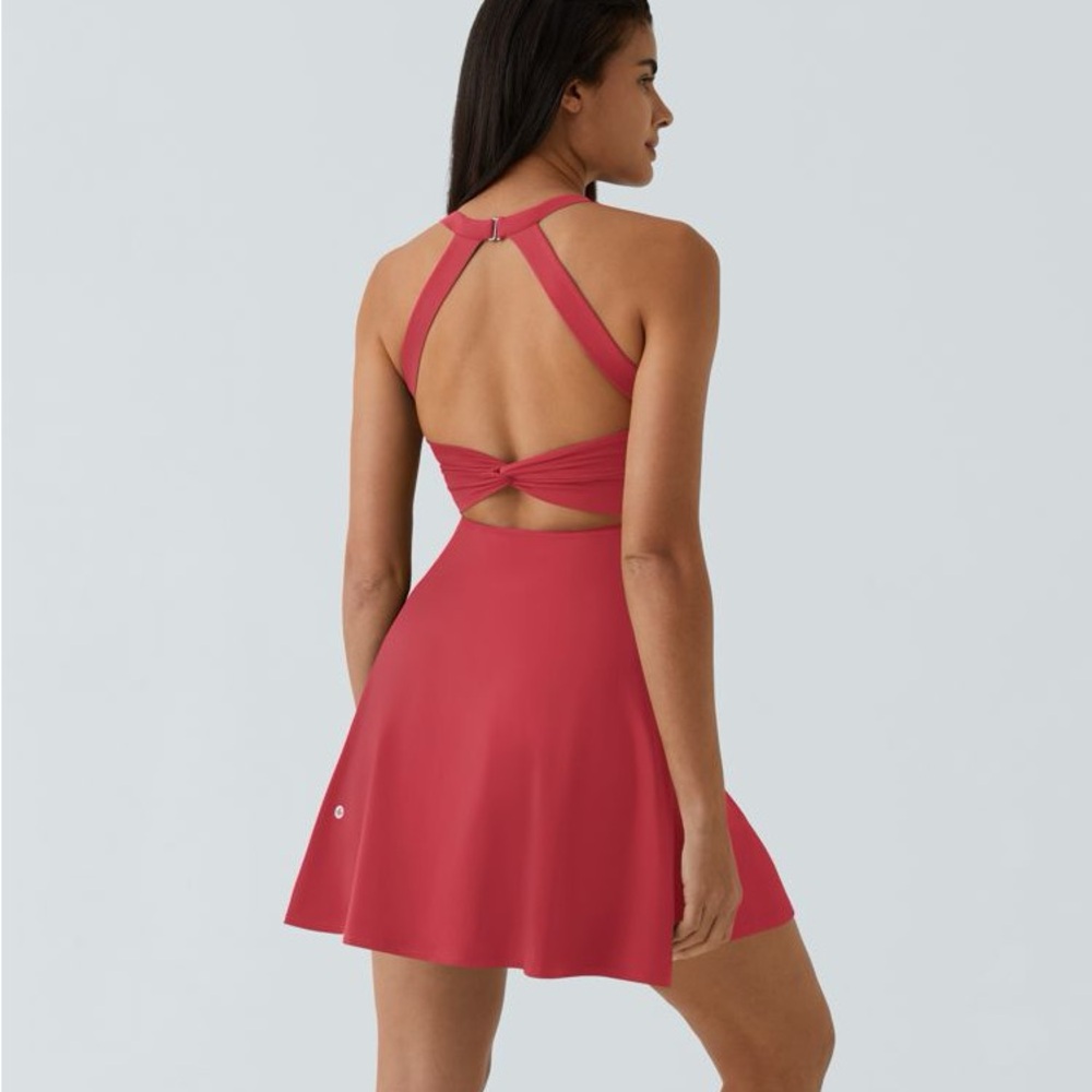 Backless red summer dress romper